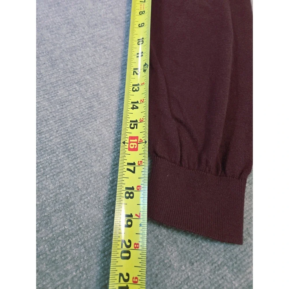 L.L.Bean Men's XL Regular V-Neck Cotton Cashmere Sweater Maroon Burgundy‎
